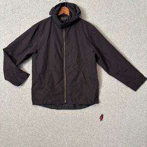 American Living Boys Large‎ 16-18 Black Hooded Jacket Windbreaker Full Zip y2k